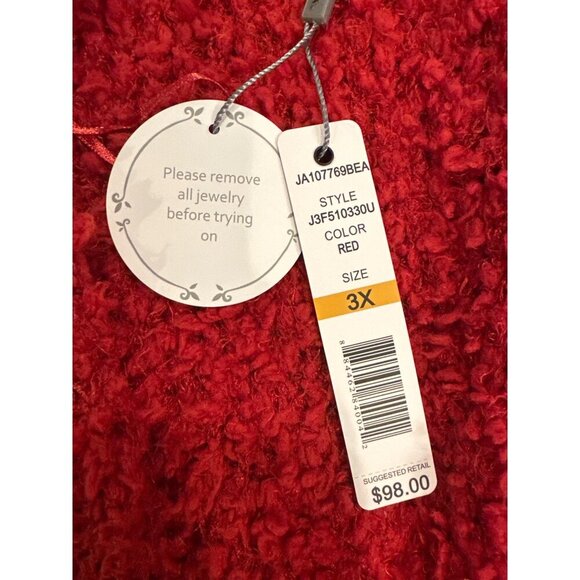 Joseph A. Red Textured Open Front Cardigan Jacket 3X Soft & Cozy Womens NEW - Picture 4 of 8